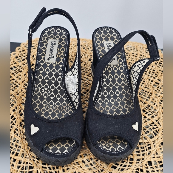 Sketchers Wedge Y2K Slingback Sandals Black Size 7 - Picture 11 of 13